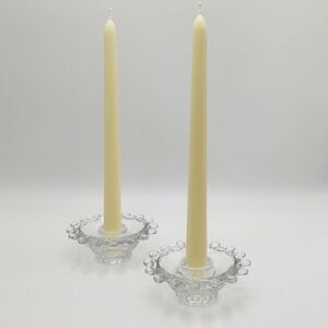 Pair of Vintage Lariat Blown Glass Candlestick Holders by Heisey
